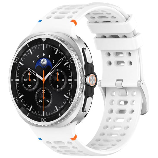 For Samsung Galaxy Watch8 / Watch8 Classic xDfind Alloy Silver Buckle Breathable Hole Silicone Watch Band(White) by xDfind