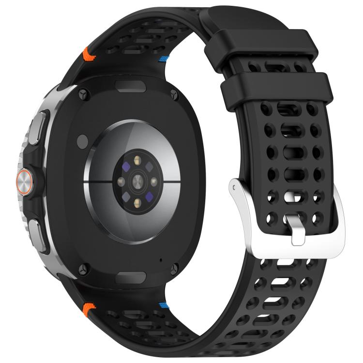 For Samsung Galaxy Watch8 / Watch8 Classic xDfind Alloy Silver Buckle Breathable Hole Silicone Watch Band(Black) by xDfind