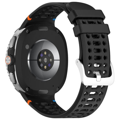 For Samsung Galaxy Watch8 / Watch8 Classic xDfind Alloy Silver Buckle Breathable Hole Silicone Watch Band(Black) by xDfind