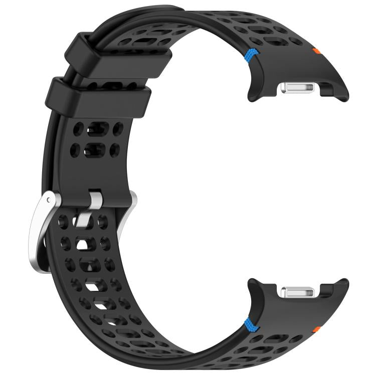 For Samsung Galaxy Watch8 / Watch8 Classic xDfind Alloy Silver Buckle Breathable Hole Silicone Watch Band(Black) by xDfind