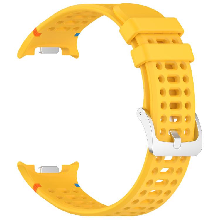 For Samsung Galaxy Watch8 / Watch8 Classic xDfind Alloy Silver Buckle Breathable Hole Silicone Watch Band(Yellow) by xDfind