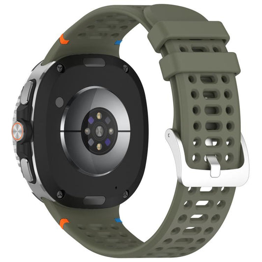 For Samsung Galaxy Watch8 / Watch8 Classic xDfind Alloy Silver Buckle Breathable Hole Silicone Watch Band(Army Green) by xDfind