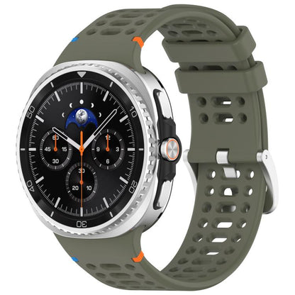 For Samsung Galaxy Watch8 / Watch8 Classic xDfind Alloy Silver Buckle Breathable Hole Silicone Watch Band(Army Green) by xDfind