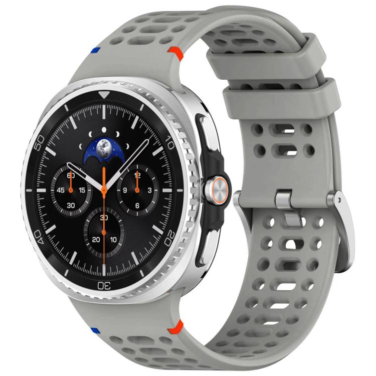 For Samsung Galaxy Watch8 / Watch8 Classic xDfind Alloy Silver Buckle Breathable Hole Silicone Watch Band(Light Grey) by xDfind