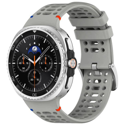 For Samsung Galaxy Watch8 / Watch8 Classic xDfind Alloy Silver Buckle Breathable Hole Silicone Watch Band(Light Grey) by xDfind