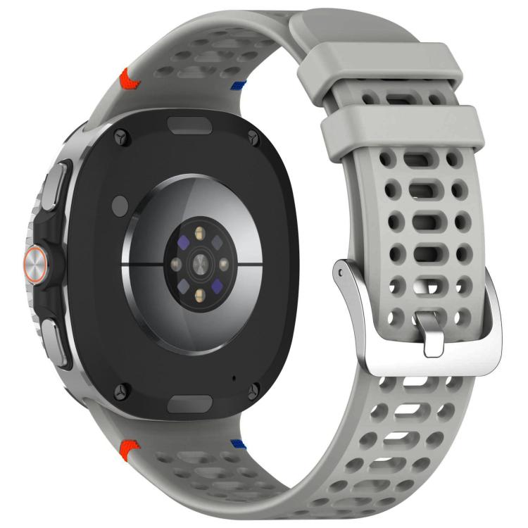 For Samsung Galaxy Watch8 / Watch8 Classic xDfind Alloy Silver Buckle Breathable Hole Silicone Watch Band(Light Grey) by xDfind