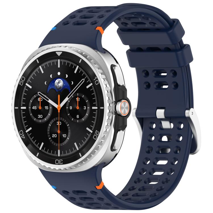 For Samsung Galaxy Watch8 / Watch8 Classic xDfind Alloy Silver Buckle Breathable Hole Silicone Watch Band(Midnight Blue) by xDfind