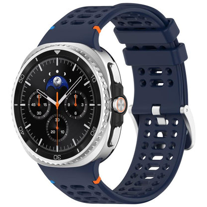 For Samsung Galaxy Watch8 / Watch8 Classic xDfind Alloy Silver Buckle Breathable Hole Silicone Watch Band(Midnight Blue) by xDfind