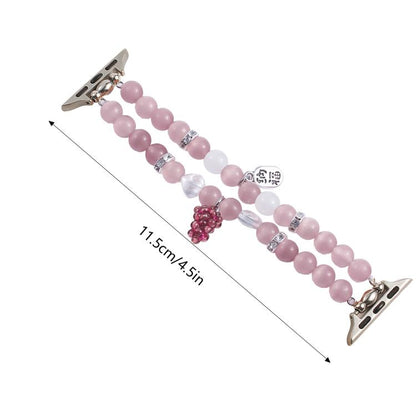 For Apple Watch 46mm / 49mm / 45mm / 44mm Cat Eyes Stone Beads Bracelet Watch Band(Grape Purple) by bashfashion