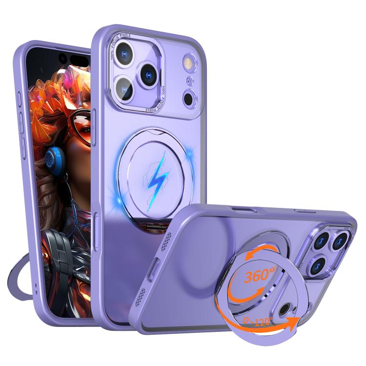 For iPhone 17 Pro Max kalebol MagSafe Metal Ring Holder Phone Case(Light Purple) by Kalebol