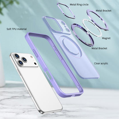 For iPhone 17 Pro Max kalebol MagSafe Metal Ring Holder Phone Case(Light Purple) by Kalebol