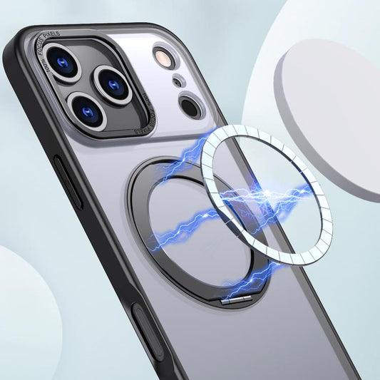 For iPhone 17 Pro Max kalebol MagSafe Metal Ring Holder Phone Case(Black) by Kalebol