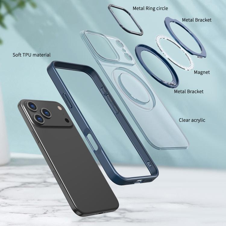 For iPhone 17 Pro Max kalebol MagSafe Metal Ring Holder Phone Case(Blue) by Kalebol