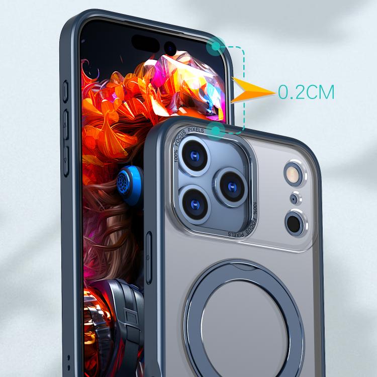 For iPhone 17 Pro Max kalebol MagSafe Metal Ring Holder Phone Case(Blue) by Kalebol