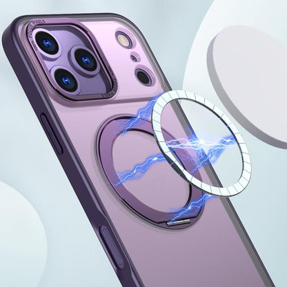 For iPhone 17 Pro Max kalebol MagSafe Metal Ring Holder Phone Case(Dark Purple) by Kalebol