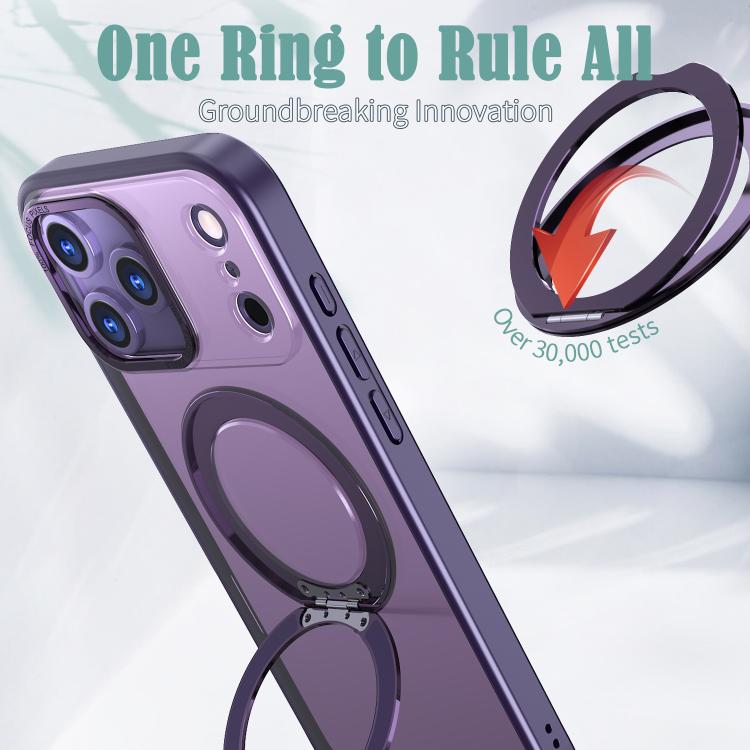 For iPhone 17 Pro kalebol MagSafe Metal Ring Holder Phone Case(Dark Purple) by Kalebol