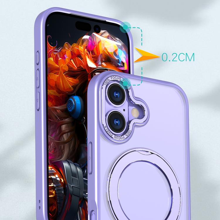 For iPhone 17 kalebol MagSafe Metal Ring Holder Phone Case(Light Purple) by Kalebol