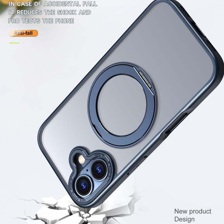 For iPhone 17 kalebol MagSafe Metal Ring Holder Phone Case(Blue) by Kalebol