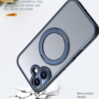 For iPhone 17 kalebol MagSafe Metal Ring Holder Phone Case(Blue) by Kalebol