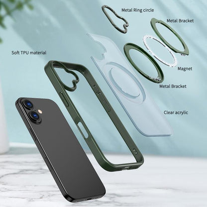 For iPhone 17 kalebol MagSafe Metal Ring Holder Phone Case(Green) by Kalebol