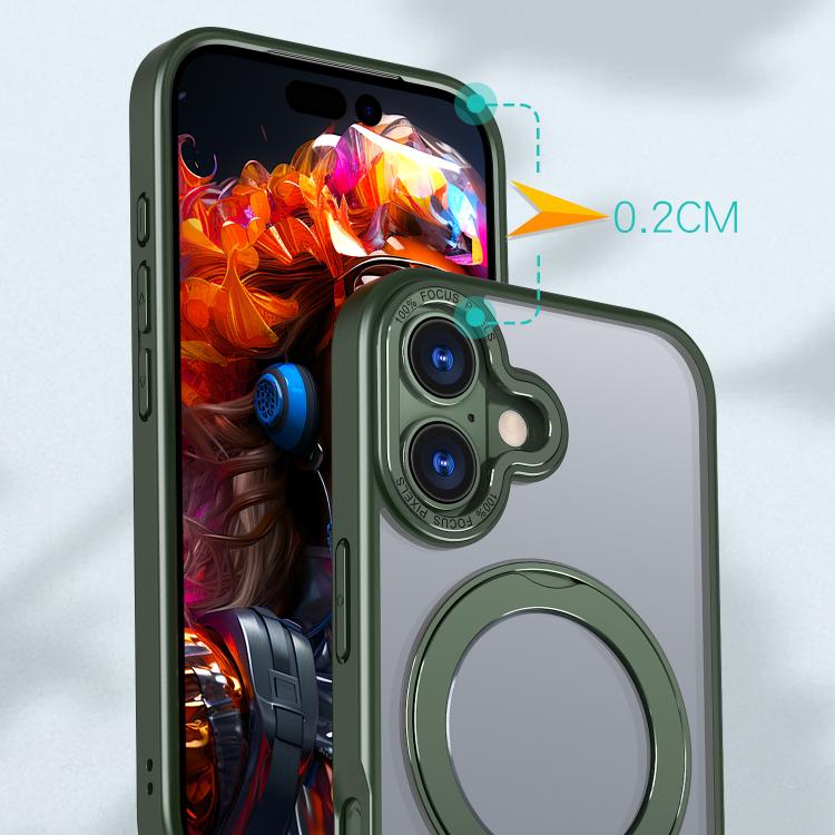 For iPhone 17 kalebol MagSafe Metal Ring Holder Phone Case(Green) by Kalebol