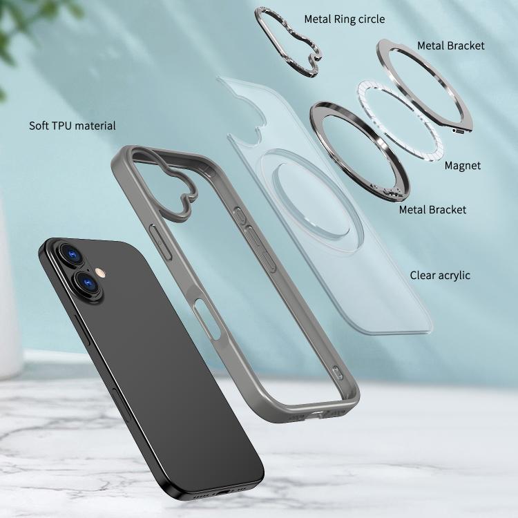 For iPhone 17 kalebol MagSafe Metal Ring Holder Phone Case(Titanium Gray) by Kalebol