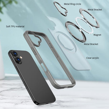 For iPhone 17 kalebol MagSafe Metal Ring Holder Phone Case(Titanium Gray) by Kalebol