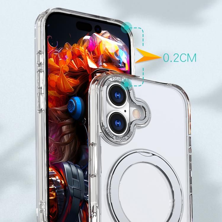 For iPhone 17 kalebol MagSafe Metal Ring Holder Phone Case(Transparent) by Kalebol