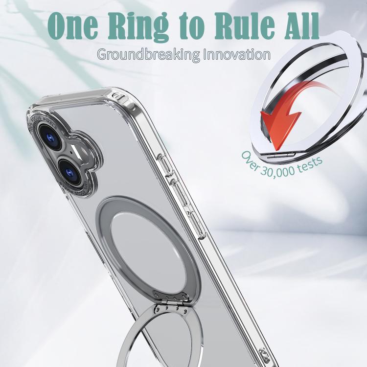 For iPhone 17 kalebol MagSafe Metal Ring Holder Phone Case(Transparent) by Kalebol