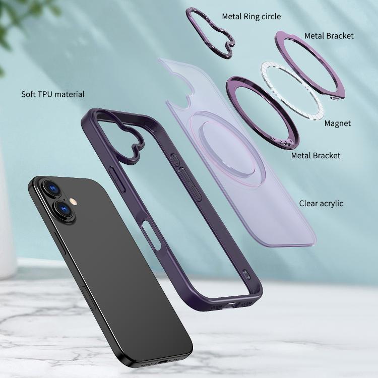 For iPhone 17 kalebol MagSafe Metal Ring Holder Phone Case(Dark Purple) by Kalebol