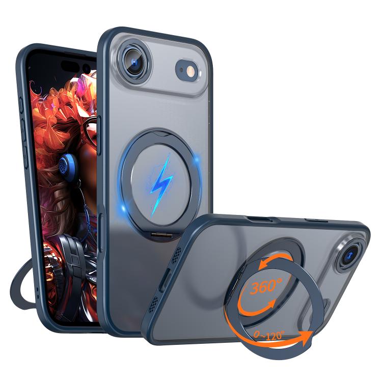 For iPhone Air kalebol MagSafe Metal Ring Holder Phone Case(Blue) by Kalebol