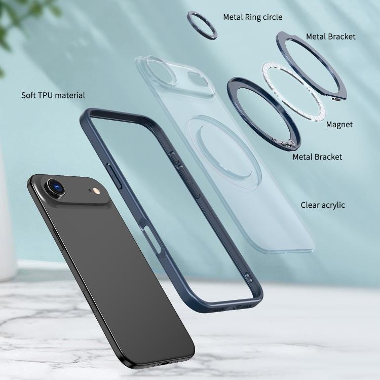 For iPhone Air kalebol MagSafe Metal Ring Holder Phone Case(Blue) by Kalebol