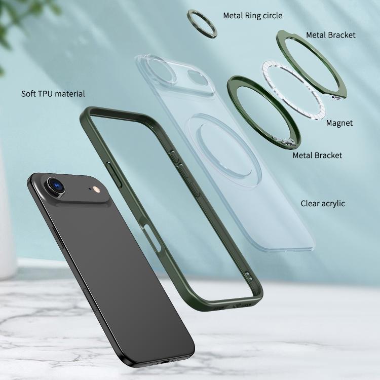 For iPhone Air kalebol MagSafe Metal Ring Holder Phone Case(Green) by Kalebol