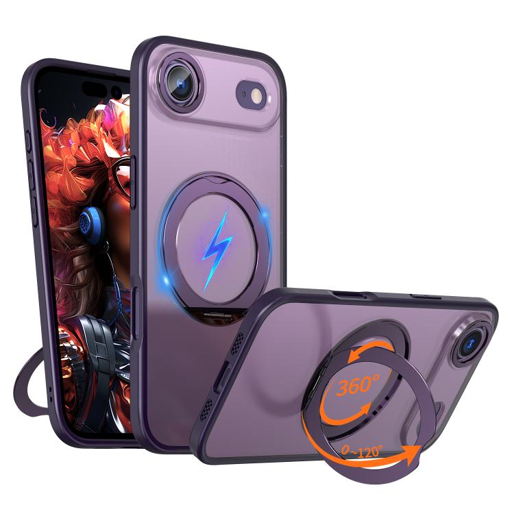 For iPhone Air kalebol MagSafe Metal Ring Holder Phone Case(Dark Purple) by Kalebol