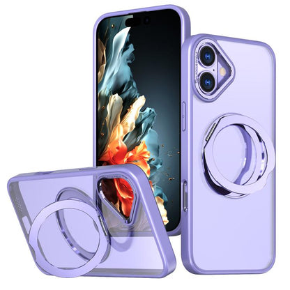 For iPhone 16 Plus kalebol MagSafe Metal Ring Holder Phone Case(Light Purple) by Kalebol