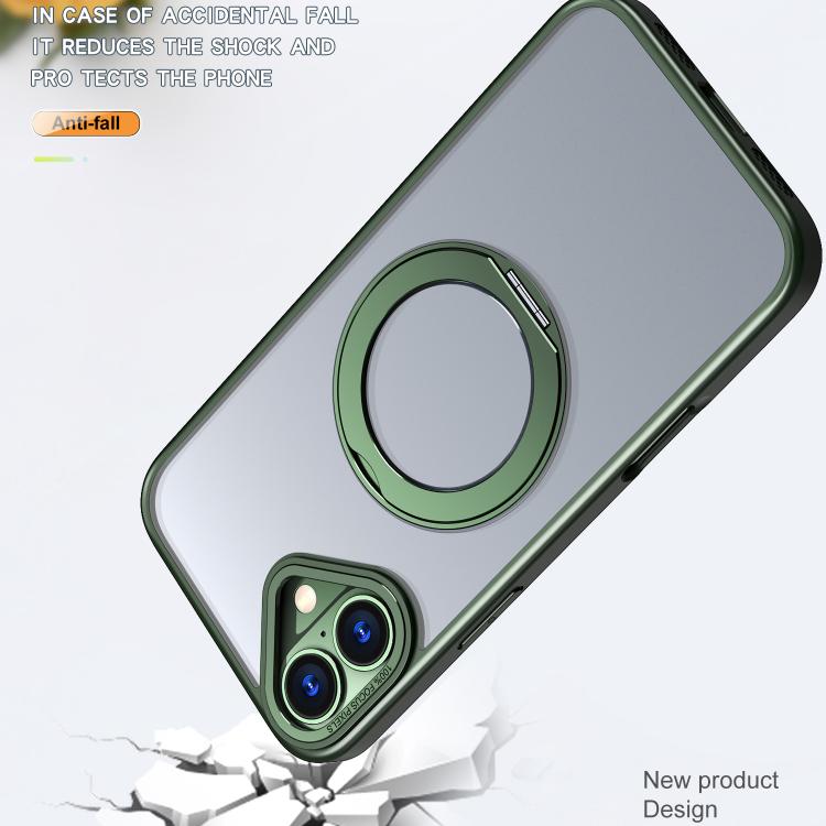 For iPhone 16 Plus kalebol MagSafe Metal Ring Holder Phone Case(Green) by Kalebol