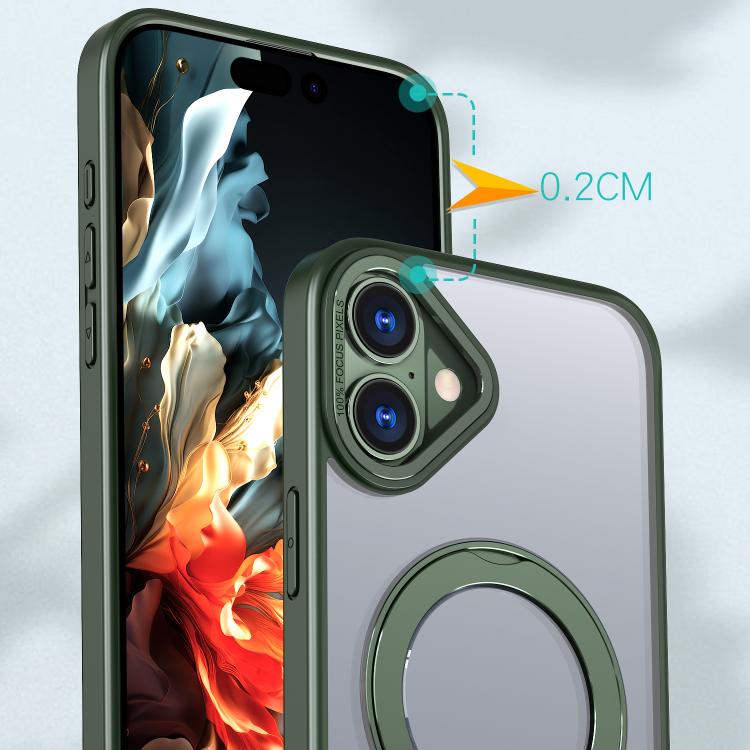 For iPhone 16 Plus kalebol MagSafe Metal Ring Holder Phone Case(Green) by Kalebol