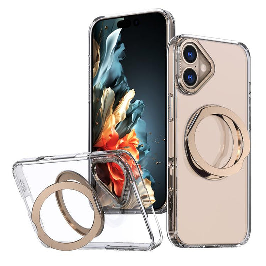 For iPhone 16 kalebol MagSafe Metal Ring Holder Phone Case(Desert Gold) by Kalebol