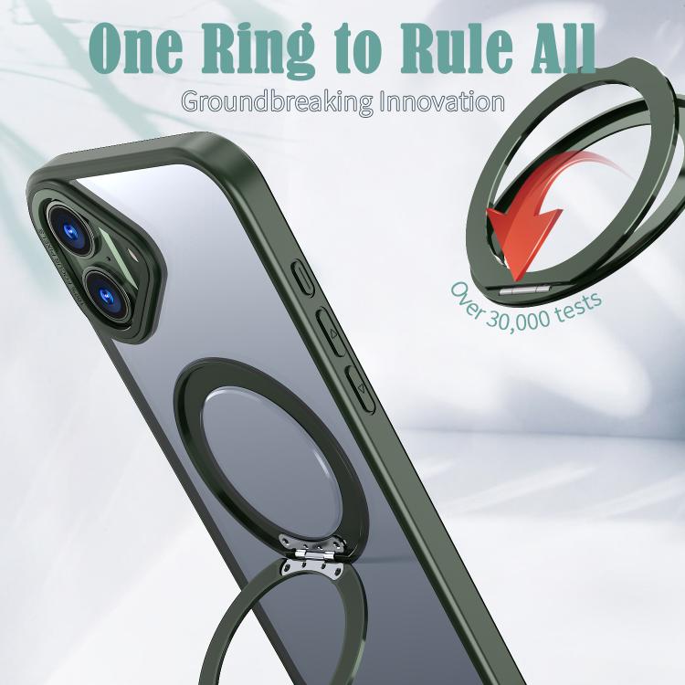 For iPhone 16 kalebol MagSafe Metal Ring Holder Phone Case(Green) by Kalebol