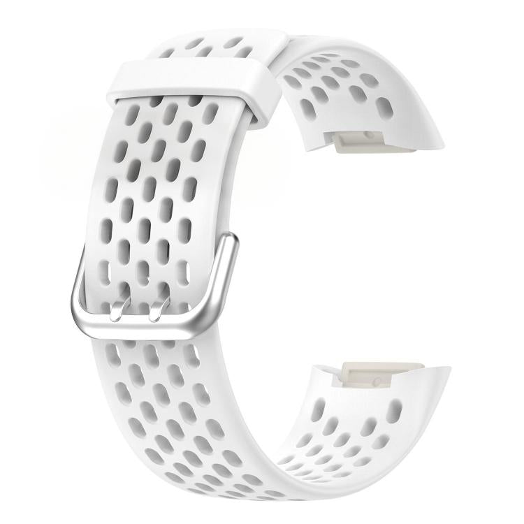 For Fitbit Charge 6 / 5 xDfind Hole Style Breathable Silicone Watch Band(White) by xDfind