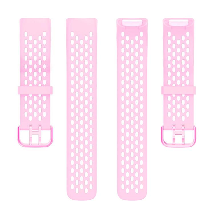 For Fitbit Charge 6 / 5 xDfind Hole Style Breathable Silicone Watch Band(Ice Pink) by xDfind