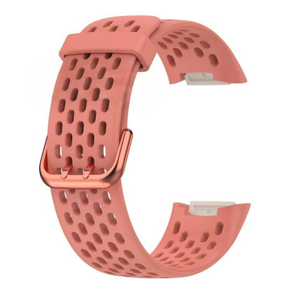 For Fitbit Charge 6 / 5 xDfind Hole Style Breathable Silicone Watch Band(Official Pink) by xDfind