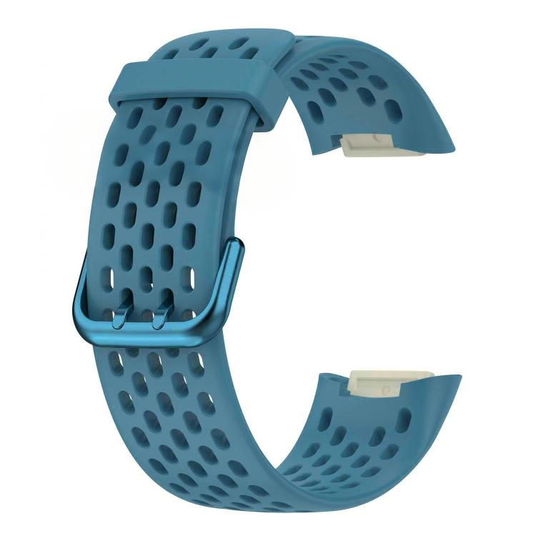 For Fitbit Charge 6 / 5 xDfind Hole Style Breathable Silicone Watch Band(Official Blue) by xDfind