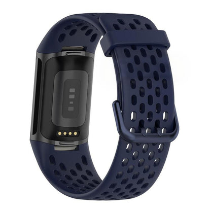 For Fitbit Charge 6 / 5 xDfind Hole Style Breathable Silicone Watch Band(Dark Blue) by xDfind