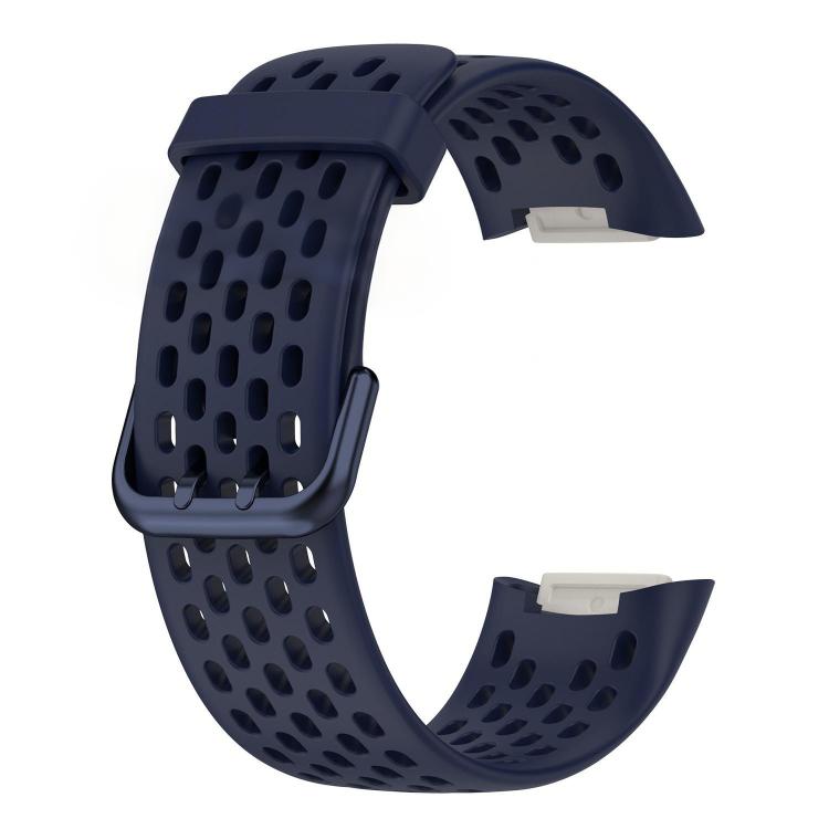 For Fitbit Charge 6 / 5 xDfind Hole Style Breathable Silicone Watch Band(Dark Blue) by xDfind