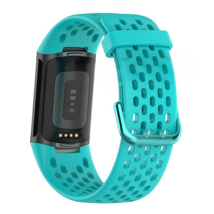 For Fitbit Charge 6 / 5 xDfind Hole Style Breathable Silicone Watch Band(Teal) by xDfind