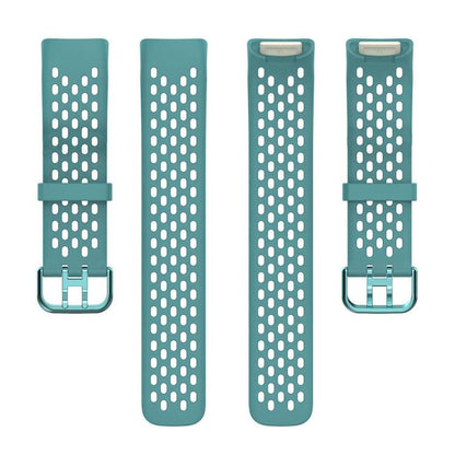 For Fitbit Charge 6 / 5 xDfind Hole Style Breathable Silicone Watch Band(Pine Needle Green) by xDfind