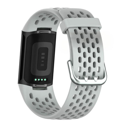 For Fitbit Charge 6 / 5 xDfind Hole Style Breathable Silicone Watch Band(Rock Grey) by xDfind