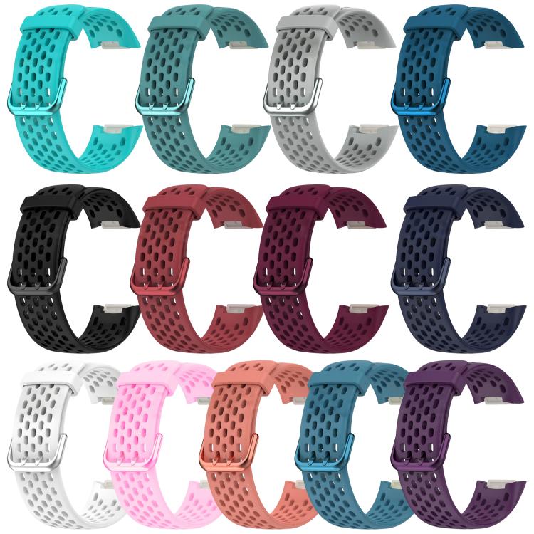 For Fitbit Charge 6 / 5 xDfind Hole Style Breathable Silicone Watch Band(Rock Grey) by xDfind