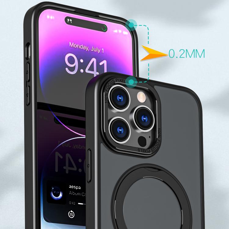 For iPhone 16 Pro Max kalebol MagSafe Metal Ring Holder Phone Case(Black) by Kalebol